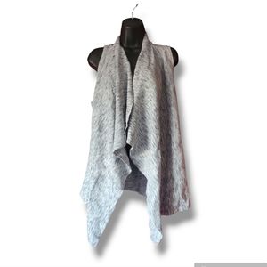 White House Black Market Gray Flowy Front Cardigan Vest Sz M